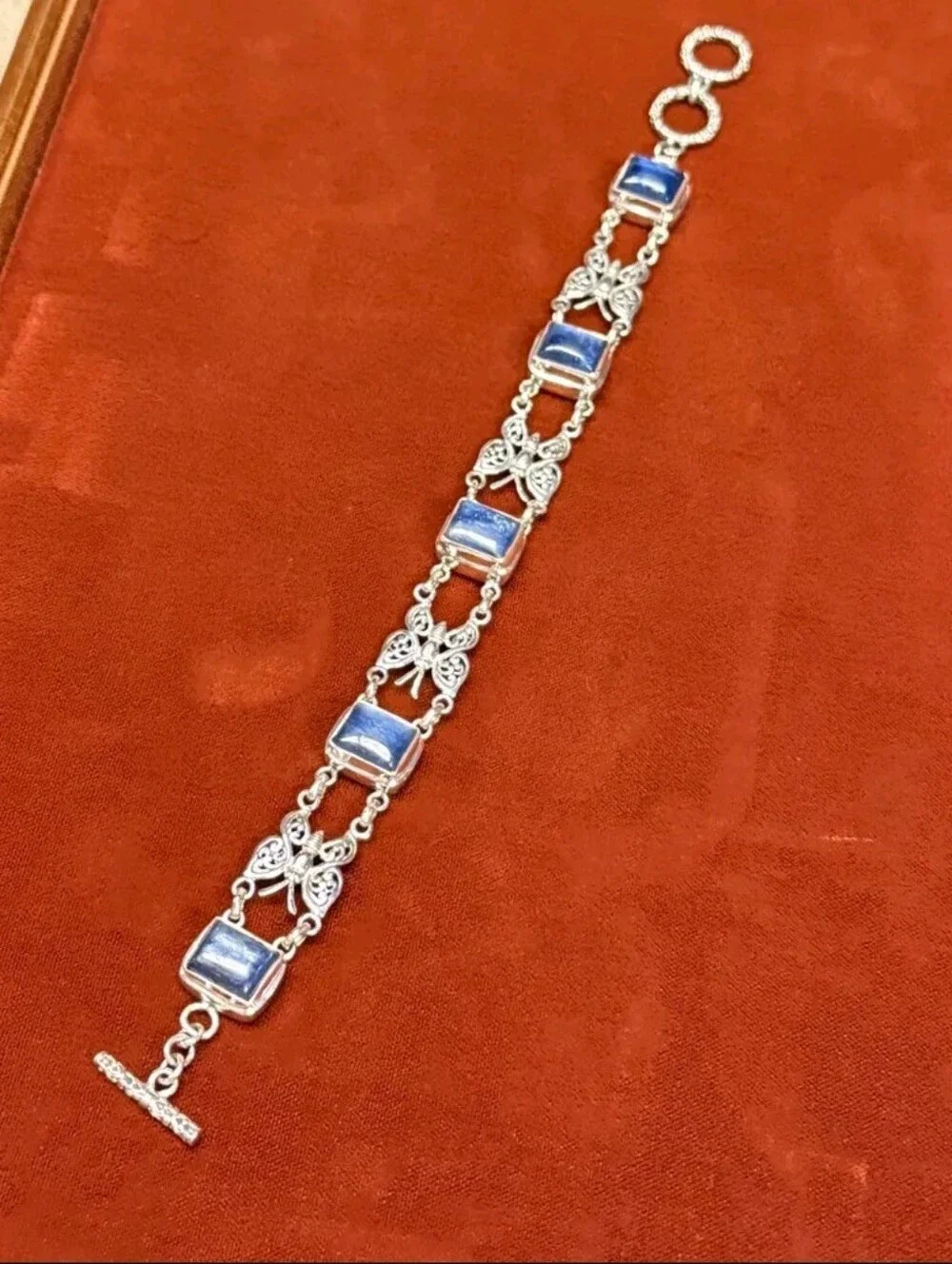 Sterling Silver Bali Legacy 21.75 CTW Himalayan Kyanite Butterfly Bracelet